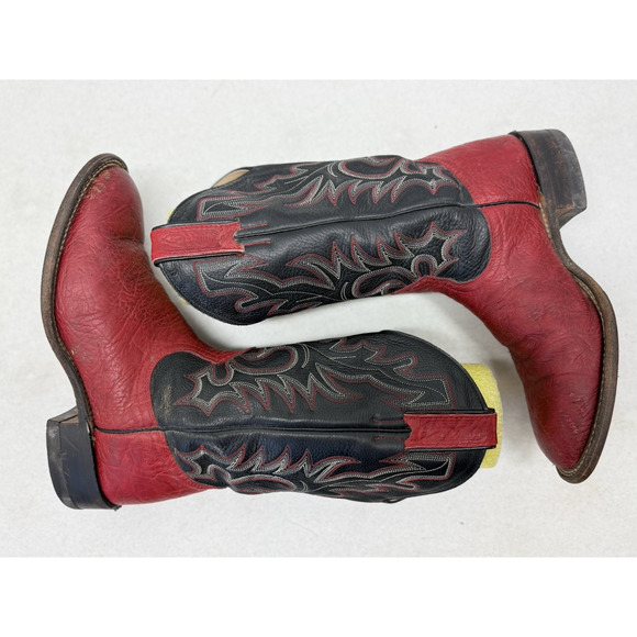 BOULET Boots 2207 Red & Black Leather Mid-Calf Western Boots Mens Size 7 main image 9